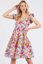 Mittoshop Flower Print Ruffle Shoulder A-line Mini Dress Casual Dresses