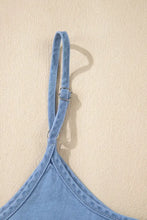 Ruffled Spaghetti Straps Denim Tank Top Woman Denim Tops