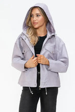 How Dare U Drawstring Hem PU Leather Zip Up Jacket Woman Outerwear