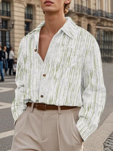 Men's Full Size Button Down Long Sleeve Striped Shirt Plus Size Lime