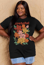 Simply Love Full Size GRATEFUL Flower Graphic Cotton T-Shirt Black