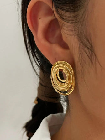 18K Gold-Plated Stainless Steel Spiral Earrings Gold One Size