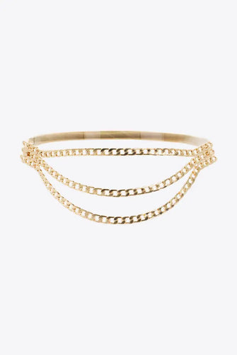 Metal Triple-Layered Chain Belt Gold One Size Belts