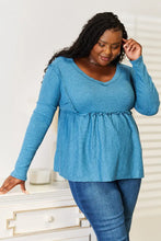Jade By Jane Full Size Frill Trim Babydoll Blouse Sky Blue Woman Blouses