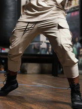 Men's Plus Size Drawstring Joggers with Pockets Khaki