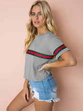 Contrast Round Neck Short Sleeve Tee Woman T Shirts