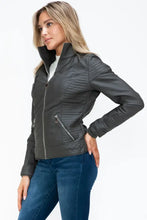 YMI Faux Layered Double-Zipper Jacket with Fuzzy Hood Woman Outerwear