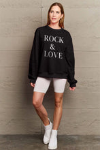 Simply Love Full Size ROCK ＆ LOVE Round Neck Sweatshirt Woman Sweatshirts