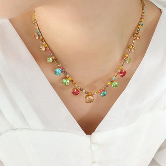 Crystal Copper Chain Necklace Gold One Size Necklaces