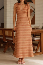 Textured V-Neck Tie Shoulder Dress