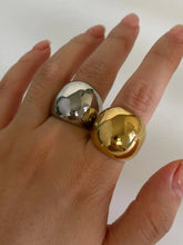 2-Piece Stainless Steel Bubble Statement Ring Silver & Gold One Size