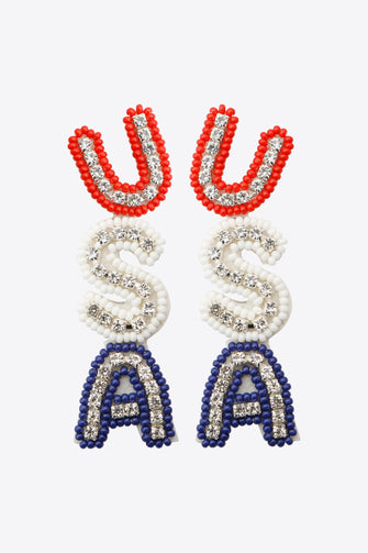 USA Beaded Zircon Decor Earrings Multicolor One Size Earrings