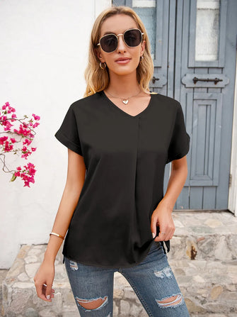 Ivy Lane V-Neck Short Sleeve T-Shirt Black