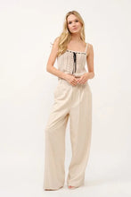 Beige and the why high-rise wide leg linen blended pants with tailored fit and subtle pleats at the waist