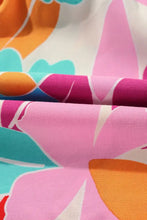 Floral Bubble Sleeve V Neck Tiered Ruffle Babydoll Dress Casual Dresses