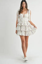 MABLE Floral Print Shoulder Tie Layered Mini Dress Casual Dresses