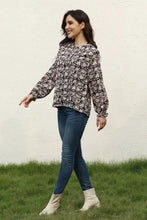 Floral Flounce Sleeve Round Neck Blouse Woman Blouses