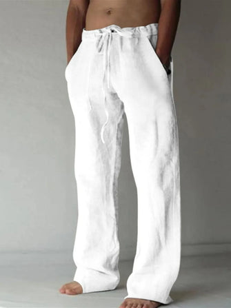 Men's Plus Size Drawstring Loose Fit Pants White