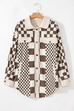 Plus Size Checkered Button Up Long Sleeve Jacket Woman Outerwear