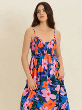 Smocked Back Ruffled Hem Printed Cami Dress Casual Dresses