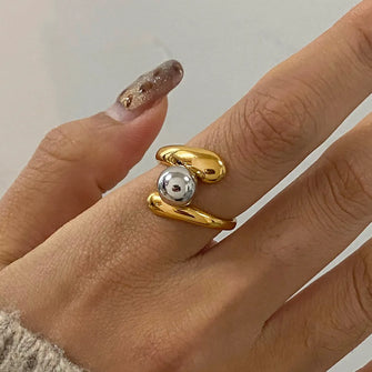 Two-Tone Twisted Ring Gold One Size