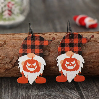 Wooden Dwarfs Pumpkin Dangle Earrings Orange One Size