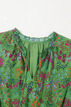 Floral Tie Split Neck Frilly Ruffle Trim Tiered Short Dress