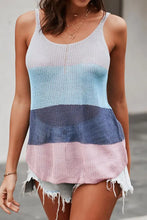 Shiny Color Block Scoop Neck Knit Tank Tanks & Camis