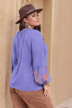Plus Size Printed V-Neck Long Sleeve Blouse Woman Blouses