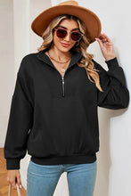 Half Zip Dropped Shoulder Sweatshirt Woman Sweatshirts