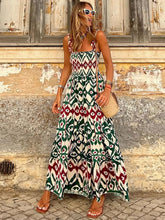 Smocked Printed Square Neck Sleeveless Dress Woman Maxi Dress