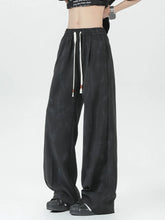 Men's Wide Leg Drawstring Pants Black