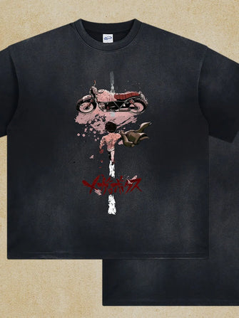 Men's Graphic Round Neck Half Sleeve T-Shirt Black