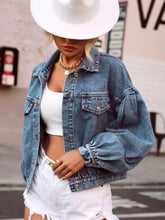 Collared Neck Dropped Shoulder Denim Top Medium