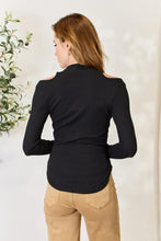 Culture Code Full Size Ribbed Surplice Cold Shoulder Top Woman Blouses