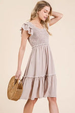 Lime 'N' Chili Ruffle Trim Smocked Dress with Contrast Casual Dresses