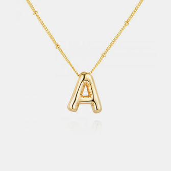 Gold-Plated Bubble Initial Necklace Style A One Size