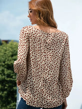 Printed V-Neck Balloon Sleeve Blouse Woman Blouses