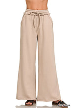 Zenana Fleece Exposed Seam Wide Leg Sweatpants ASH MOCHA