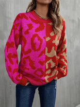 Angel Wings Round Neck Contrast Color Dropped Shoulder Sweater Sweater Pullovers
