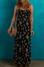 Floral Spaghetti Strap Shirred Bodice Tied Empire Waist Maxi Dress