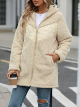 Fuzzy Zip Up Long Sleeve Hooded Jacket Casual Dresses