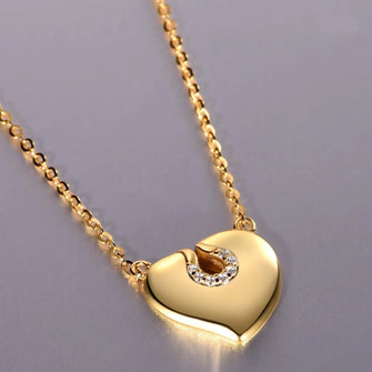 Moissanite 925 Sterling Silver Heart Necklace Gold One Size