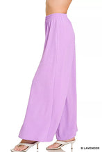Lavender zenana woven airflow wide-leg pants with soft textured fabric and elastic waistband for comfortable wear