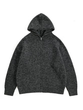 Men's Hooded Zip Up Knit Cardigan Dark Gray