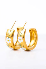 Stainless Steel 18K Gold Plated Ring Shape C-Hoop Earrings Light Blue One Size Earrings