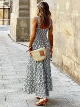 Smocked Printed Square Neck Sleeveless Dress Woman Maxi Dress