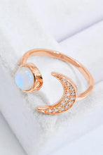 Natural Moonstone and Zircon Sun & Moon Open Ring Rings