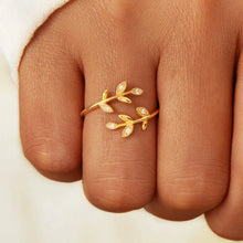 925 Sterling Silver Zircon Leaf Shape Ring Rings