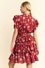 Davi & Dani Ruffle Flutter Sleeve Tie Belt Tiered Mini Dress Casual Dresses